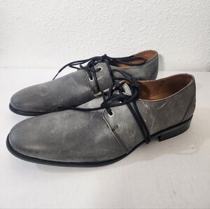 John Fluevog Shoes Men’s Gray Distressed Leather Lace Up Oxfords US 11